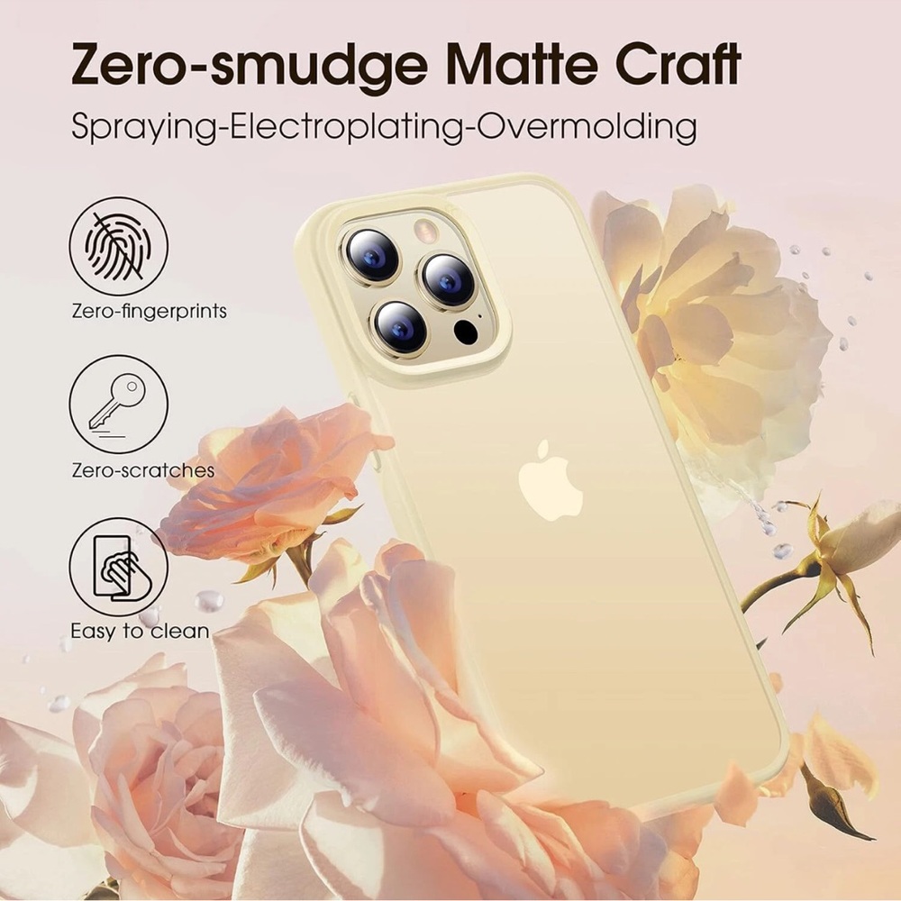 CASEKOO iPhone 14 Pro Max Frosted Matte Beige Case w/ Magnetic Ring Stand.